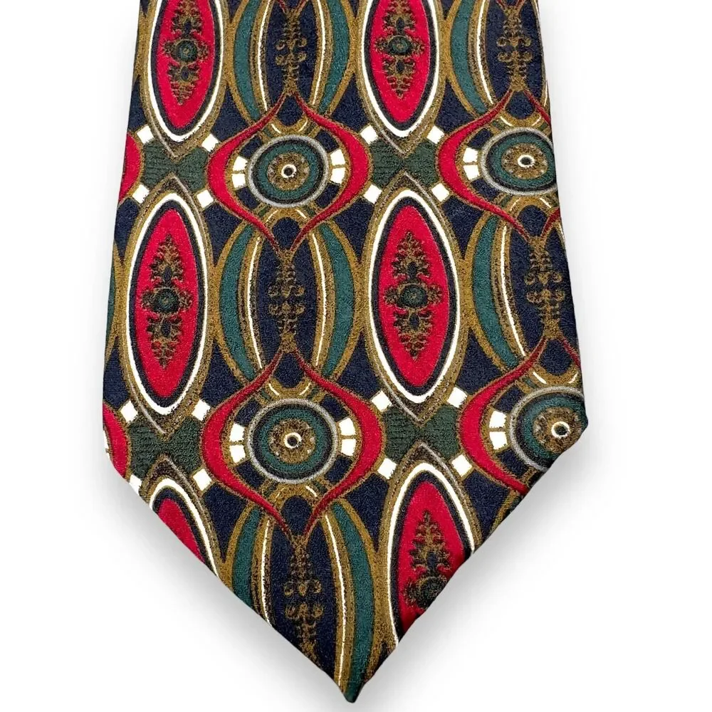 Tutto Matto Mens‎ Silk Dress Tie Made in Italy Oval Geometric Pattern 56 3.75